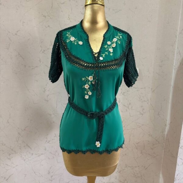 ایراندخت زمرد با آستین سه ربع و کمربند